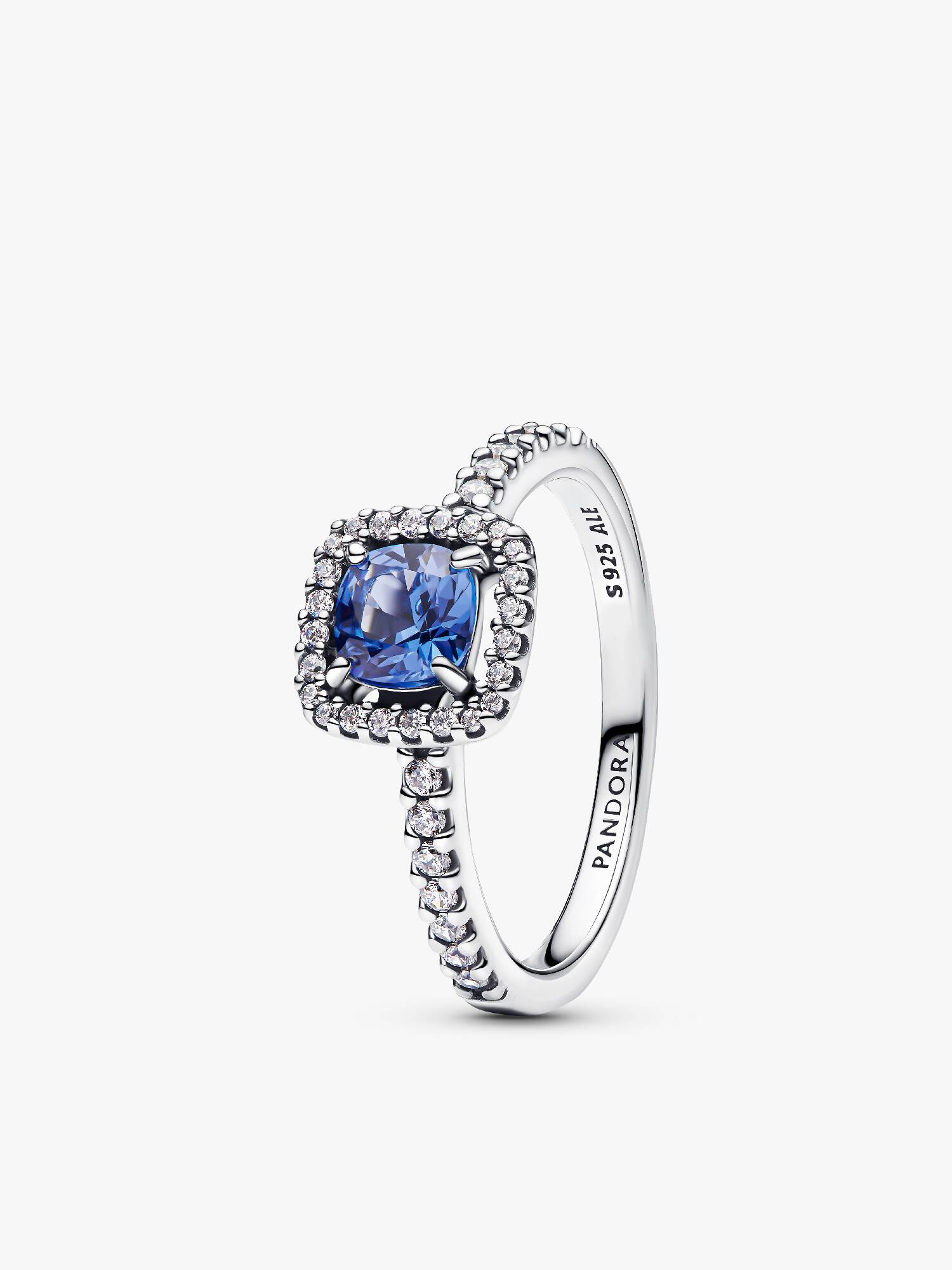 Funkelnder Eckiger Blauer Strahlenkranz Ring