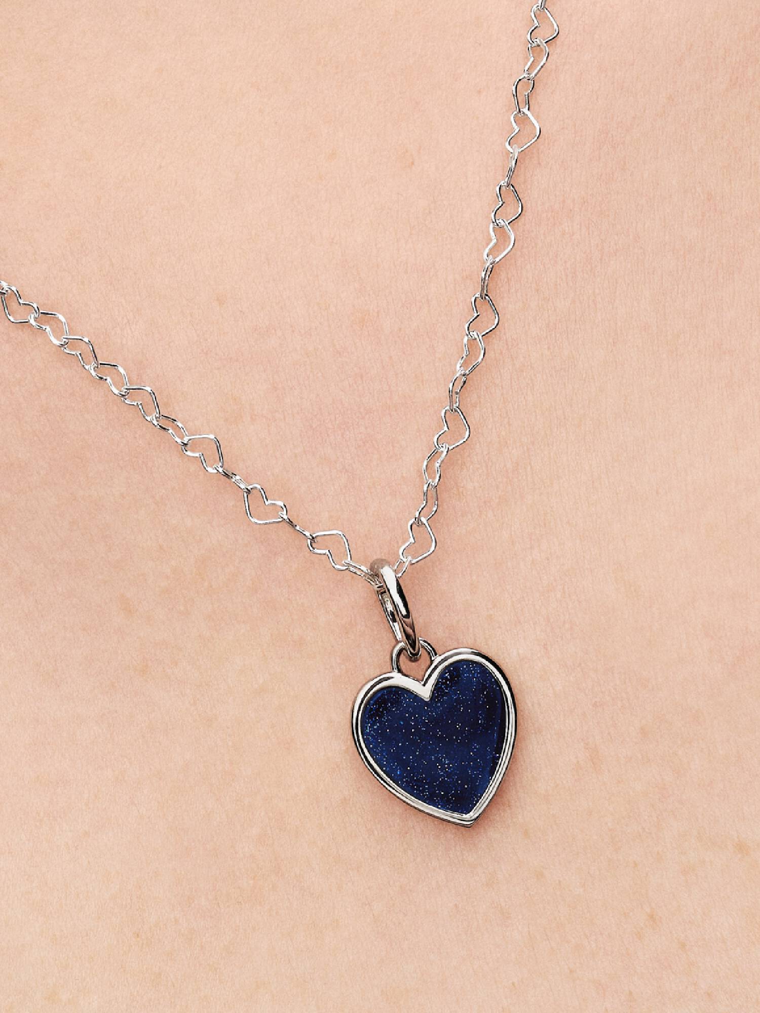 Gravierbares Blaues Herz Charm-Anhänger