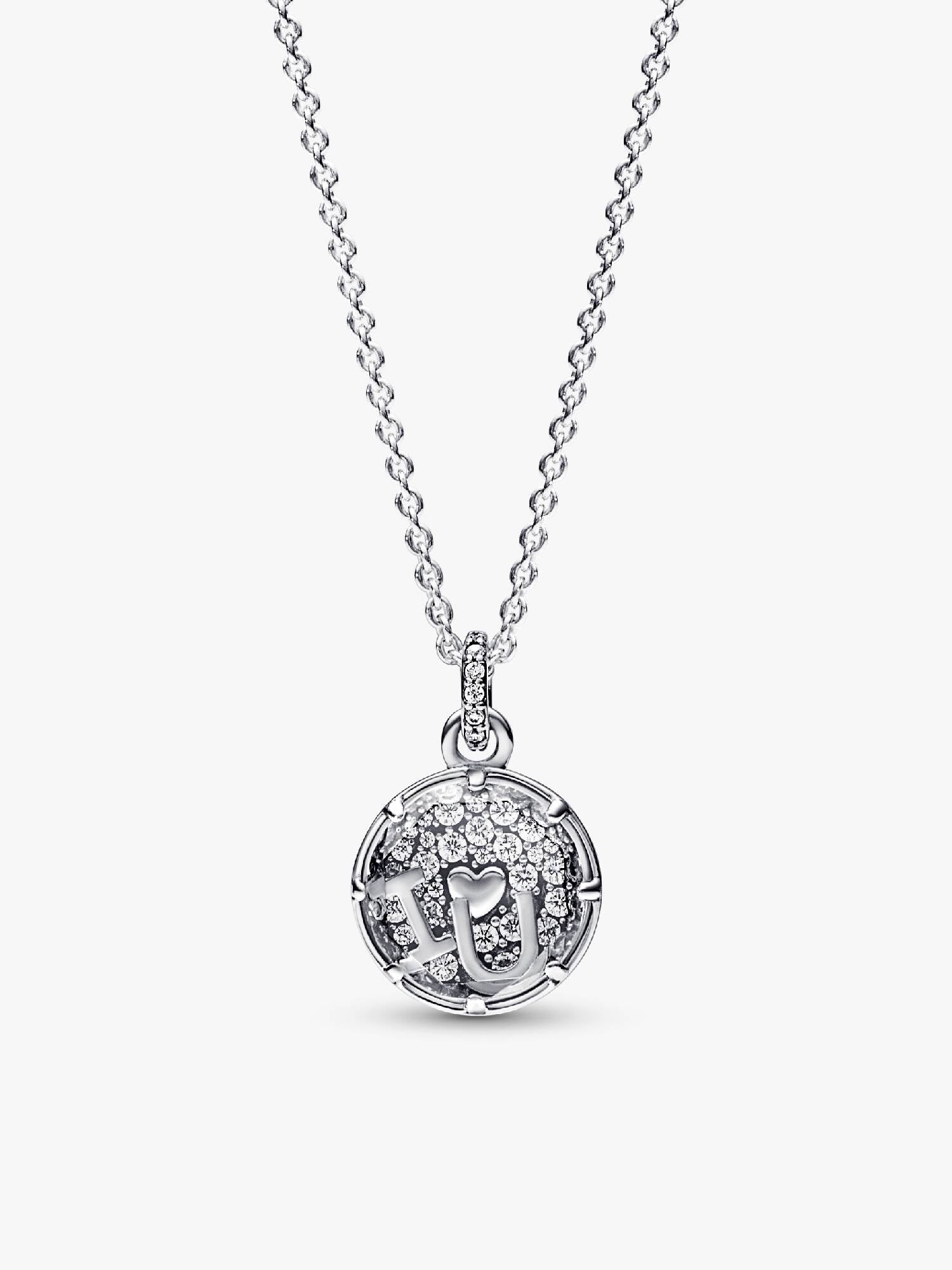 I love u sterling silver pendant with clear cubic zirconia, clear crystal and necklace