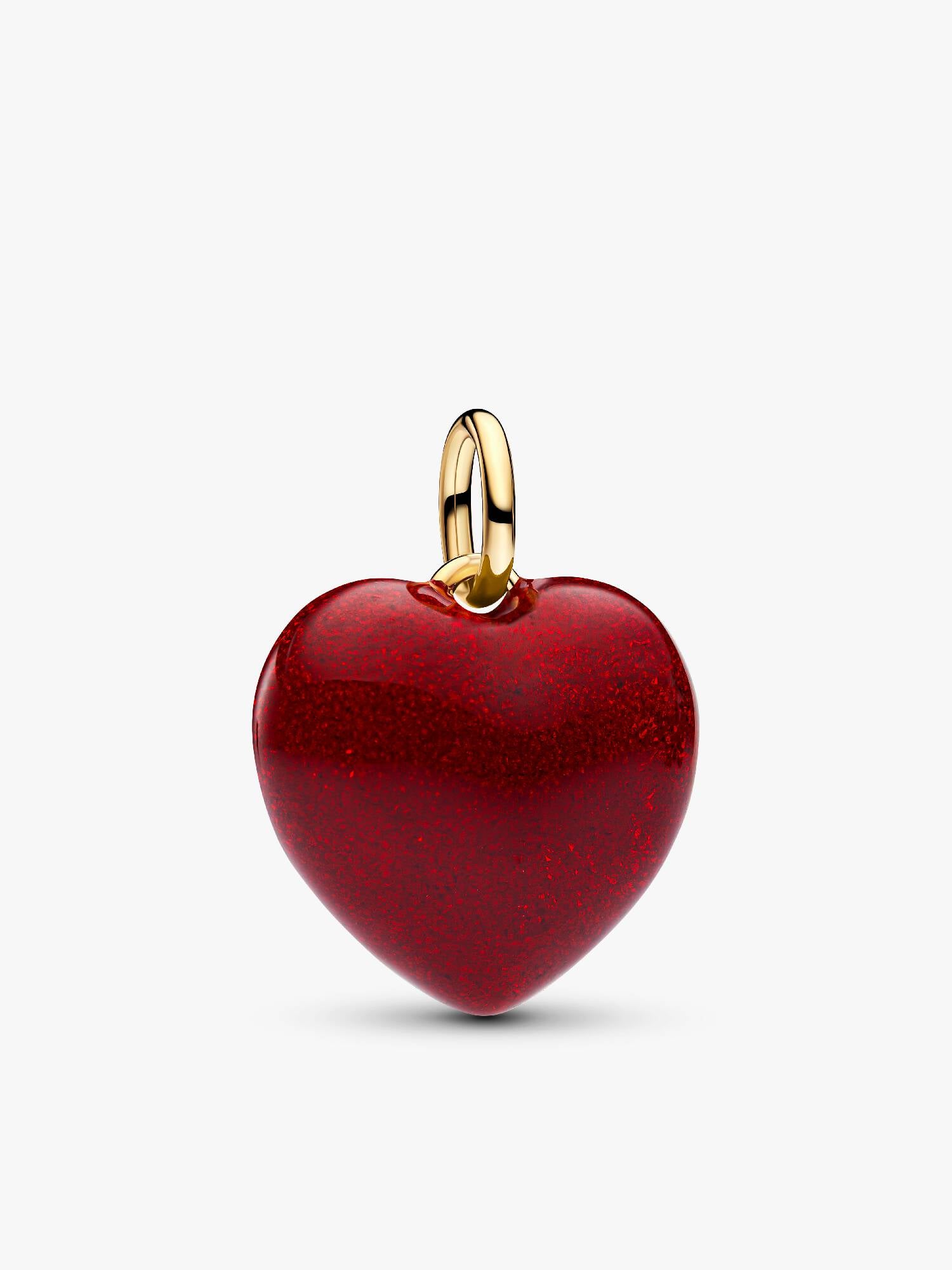 Rotes Rundliches Herz Charm-Anhänger