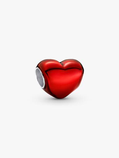 Rotes Metallic-Herz Charm