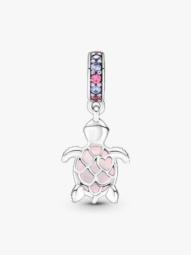 Rosafarbene Meeresschildkröte Murano-Glas Charm-Anhänger