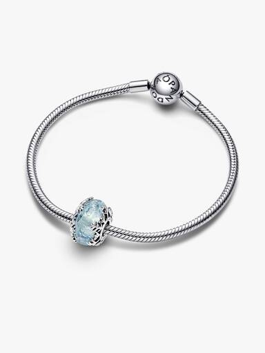 Winterblaue Schneeflocke Murano-Charm