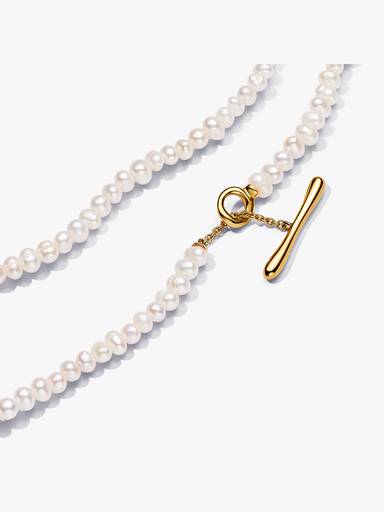 Behandelte Süßwasserzuchtperlen Collier-Halskette mit T-Verschluss