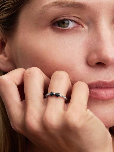 Funkelnde Schwarze Schleife Ring