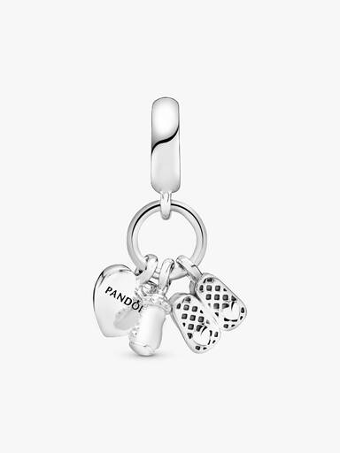 Nuckelflasche und Babyschuhe Charm-Anhänger