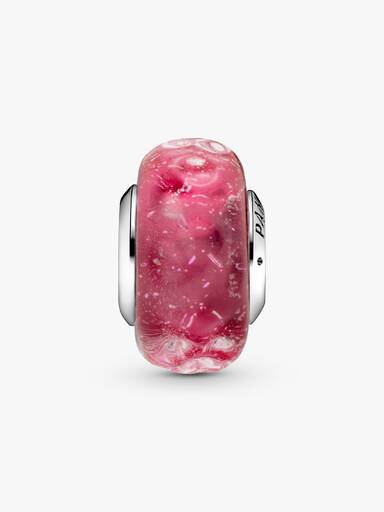 Wellenförmiges lachsfarbenes Murano-Glas Charm