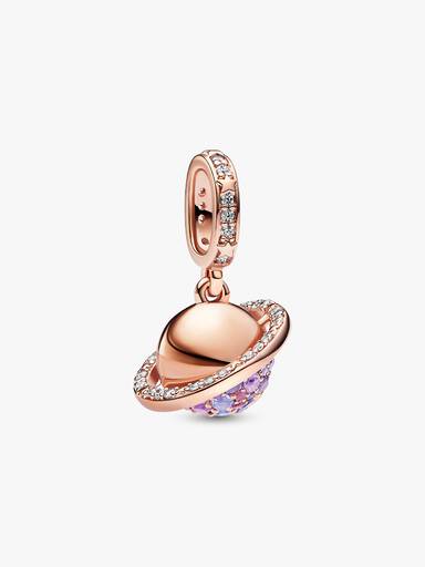 Planet Saturn funkelnder Charm-Anhänger