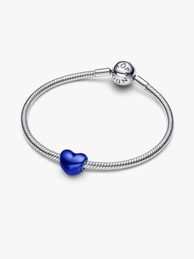 Blaues Metallic-Herz Charm