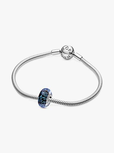 Welliges dunkelblaues Ozean Murano-Glas Charm