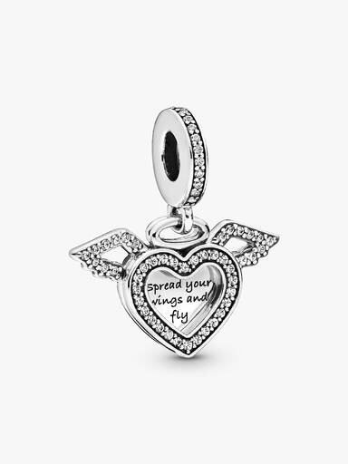 Herz und Engelsflügel Charm-Anhänger