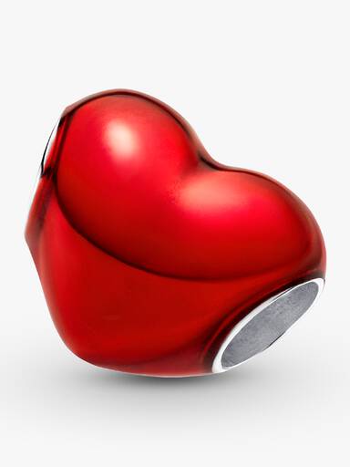 Rotes Metallic-Herz Charm