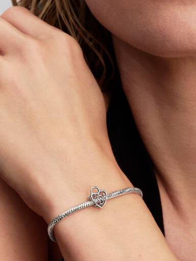 Offen gearbeitetes Herz Vorhängeschloss Charm