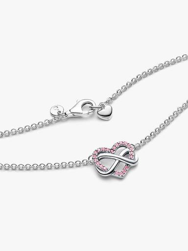 Funkelnde Rosafarbene Unendlichkeits-Herz Collier-Halskette