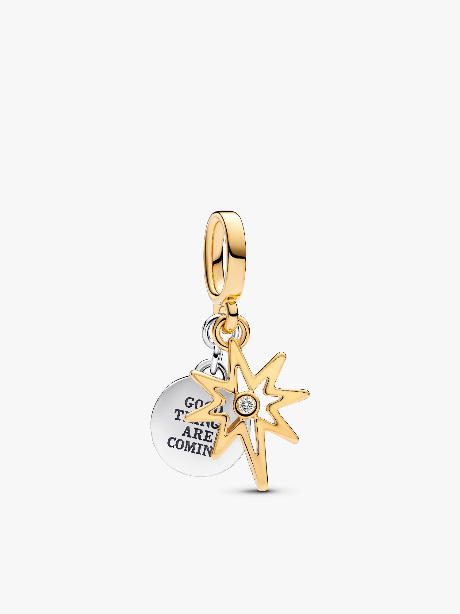 Gravierbarer Polarstern Charm-Anhänger mit im Labor gezüchtetem Diamanten