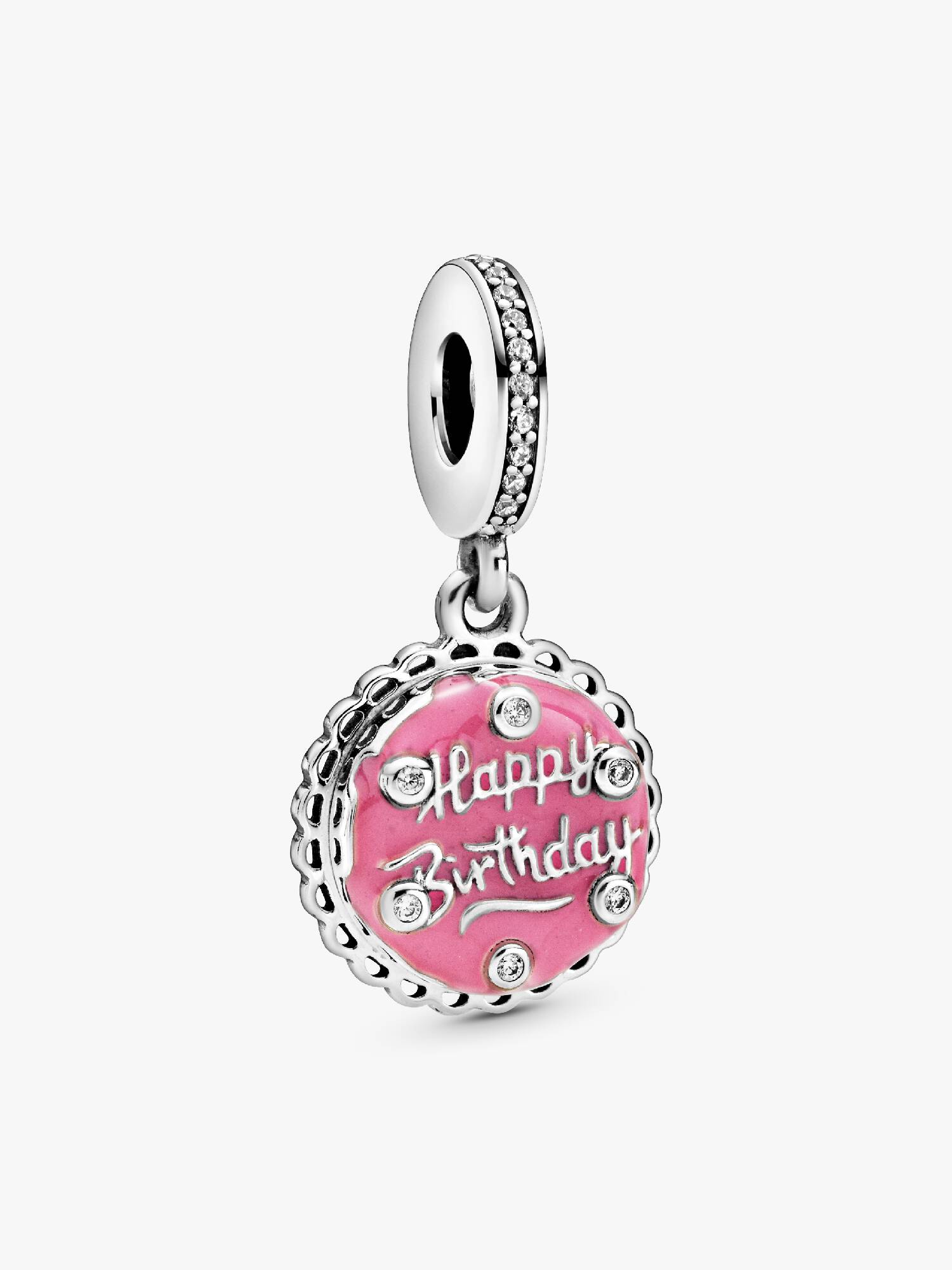 Rosafarbene Geburtstagstorte Charm-Anhänger