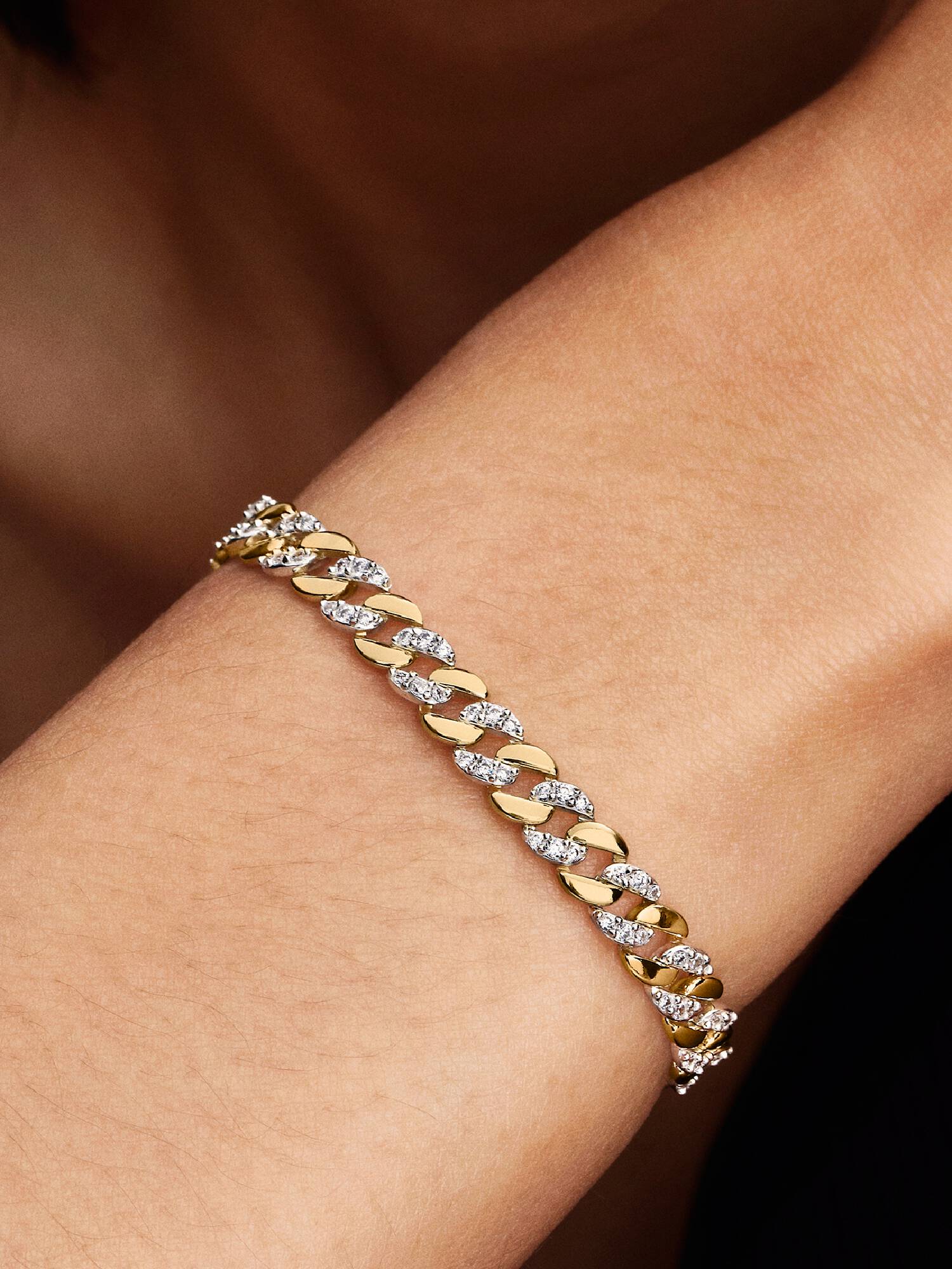 Bicolor Pavé Cuban-Kettenarmband