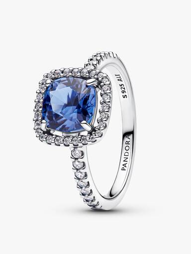 Funkelnder Eckiger Blauer Strahlenkranz Statement-Ring