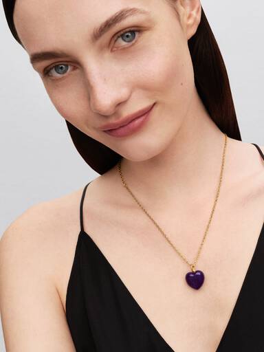 Violettes Rundliches Herz Charm-Anhänger