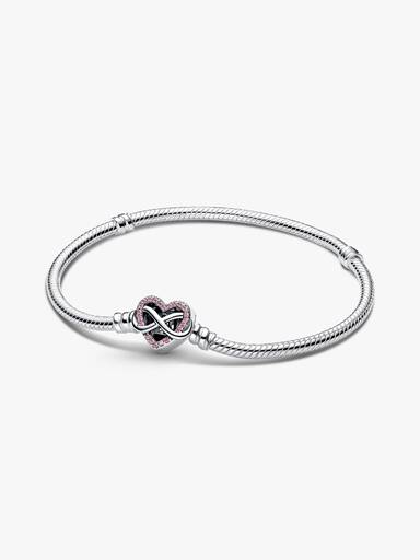 Funklender Rosafarbener Unendlichkeits-Herzverschluss Schlangen-Gliederarmband
