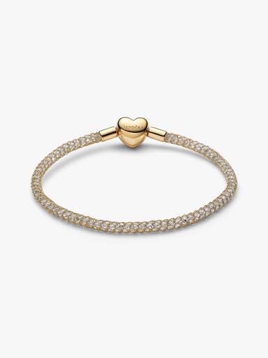 Funkelndes Herzverschluss Mesh-Armband