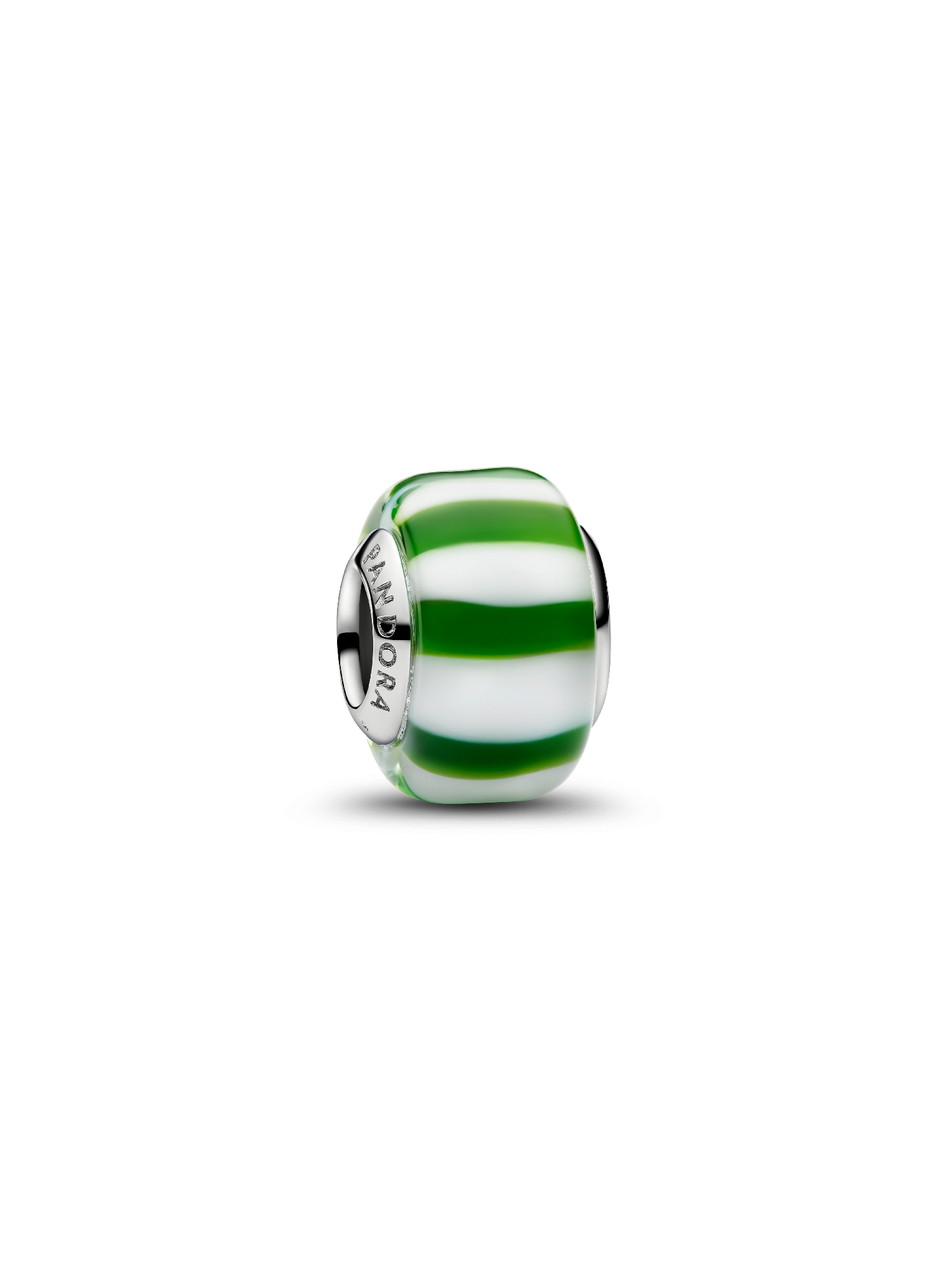 Grün-Weiß Gestreiftes Murano-Glas Charm 