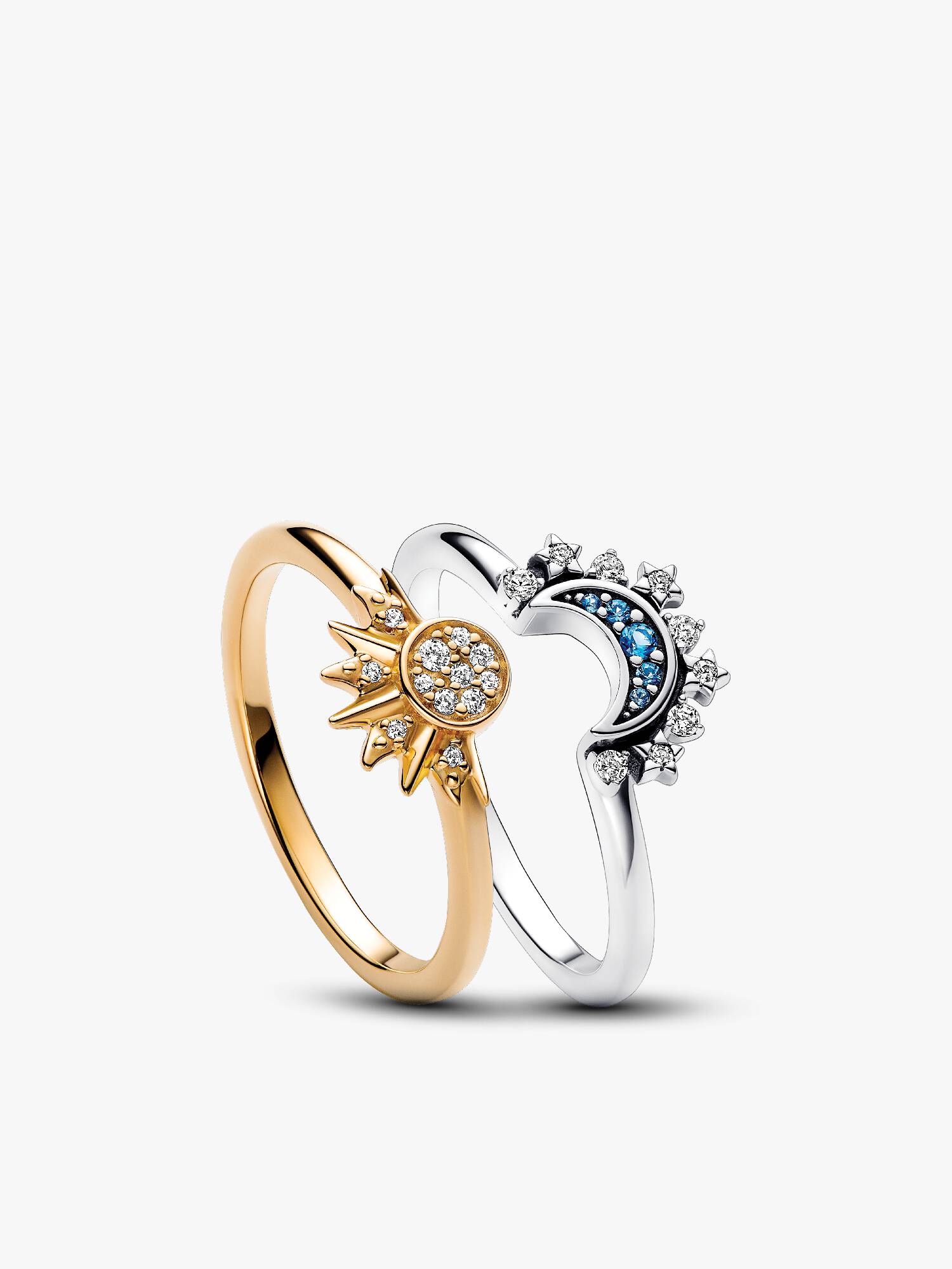 Funkelndes Sonnen- und Mond-Ring-Set