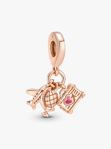 Flugzeug, Globus & Koffer Charm-Anhänger