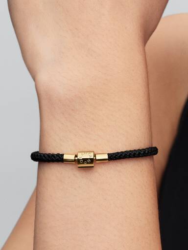 Schimmerndes Schwarzes Kordel-Armband