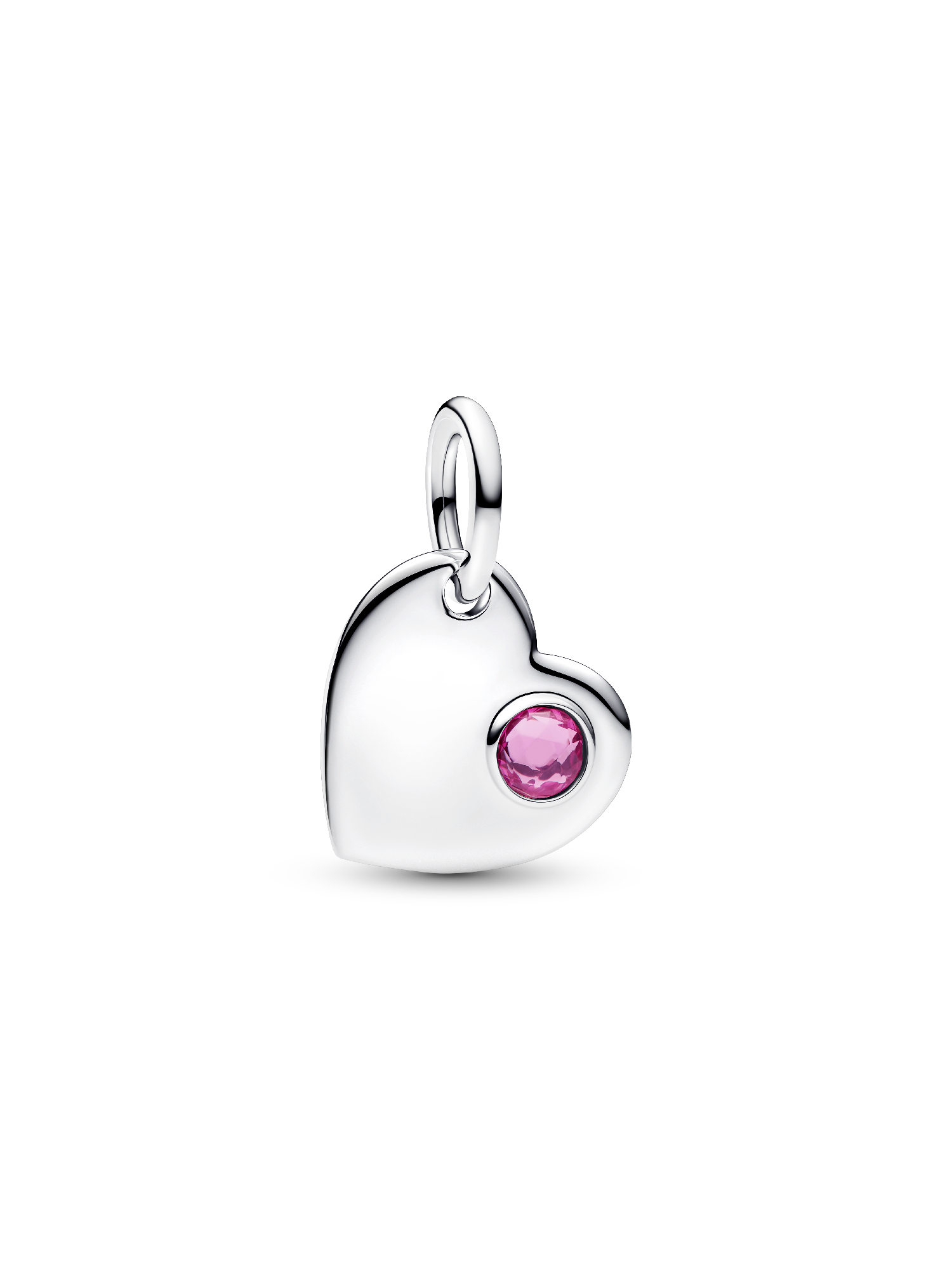 Gravierbares Herz Rosafarbener Stein Charm-Anhänger