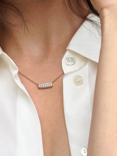 Pandora Timeless Doppelreihige Pavé-Stab Collier-Halskette