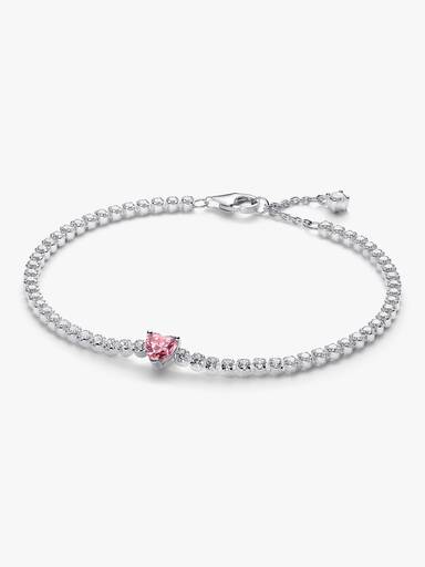 Rosafarbenes Funkelndes Herz Tennisarmband