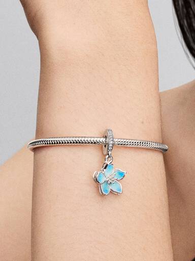 Blaue Blüte Charm-Anhänger