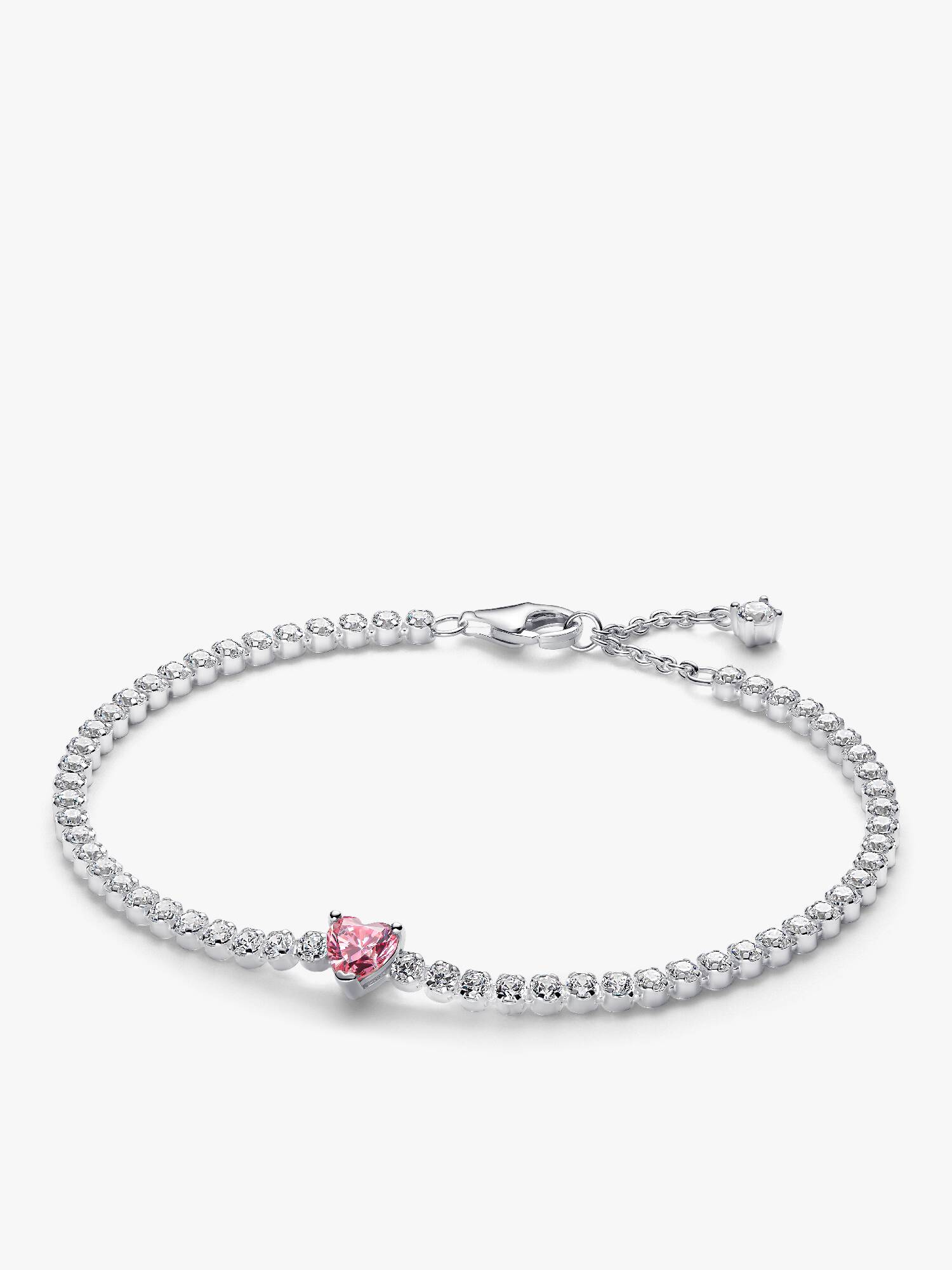 Rosafarbenes Funkelndes Herz Tennisarmband