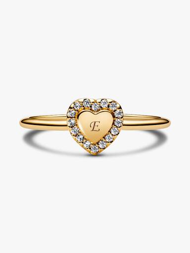 Gravierbarer Herz Strahlenkranz Ring