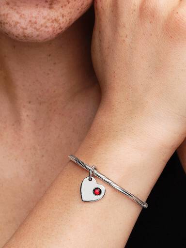 Gravierbares Herz Roter Stein Charm-Anhänger