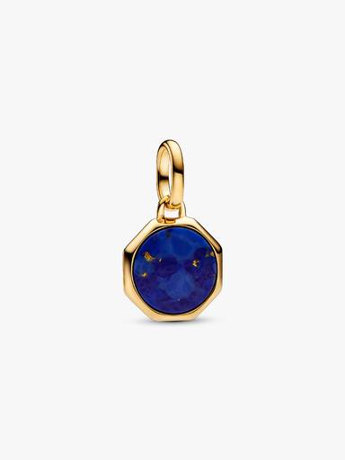 Blaues gravierbares Mini-Medaillon Charm