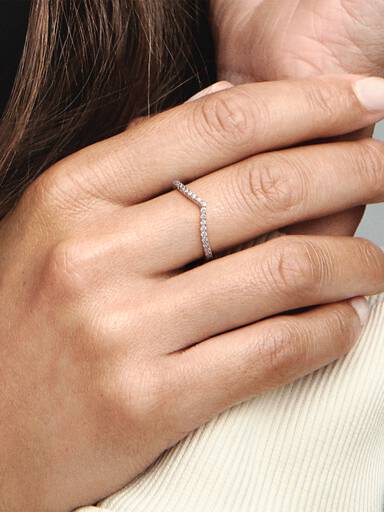 Funkelnder Wishbone Ring