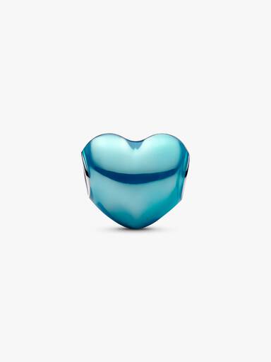 Himmelblaues Metallic-Herz Charm