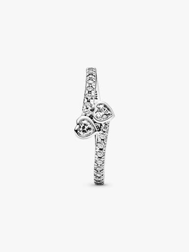 Zwei Funkelnde Herzen Ring