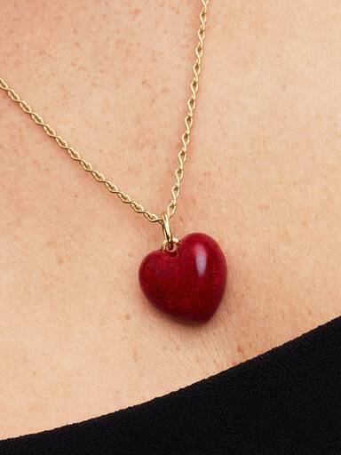 Rotes Rundliches Herz Charm-Anhänger