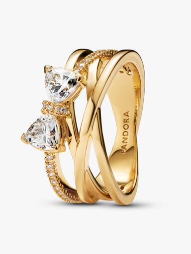 Funkelnde Schleife & Überkreuztes Band Ring