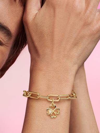 Pandora ME Herz Vierblättriges Kleeblatt Medaillon-Charm