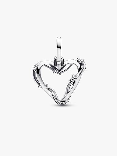 Stacheldrahtherz Medaillon-Charm