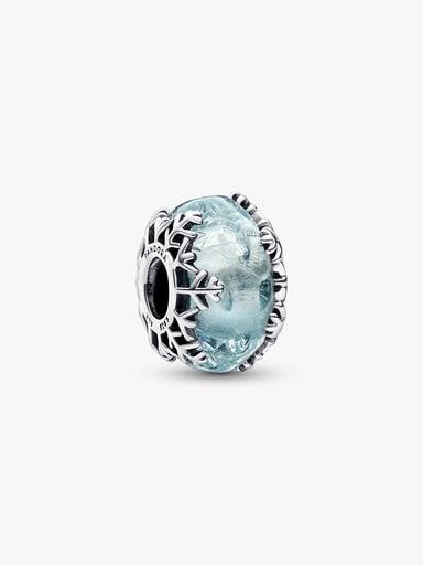 Winterblaue Schneeflocke Murano-Charm