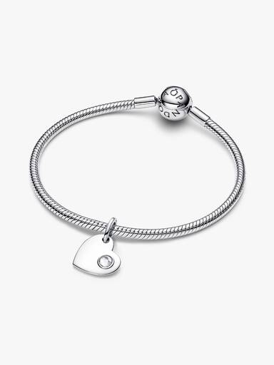 April Gravierbares Herz Klarer Stein Charm-Anhänger