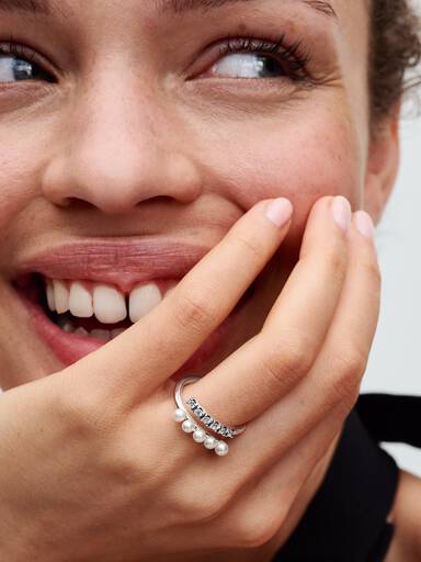Behandelte Süßwasserzuchtperlen & Pavé Offener Ring