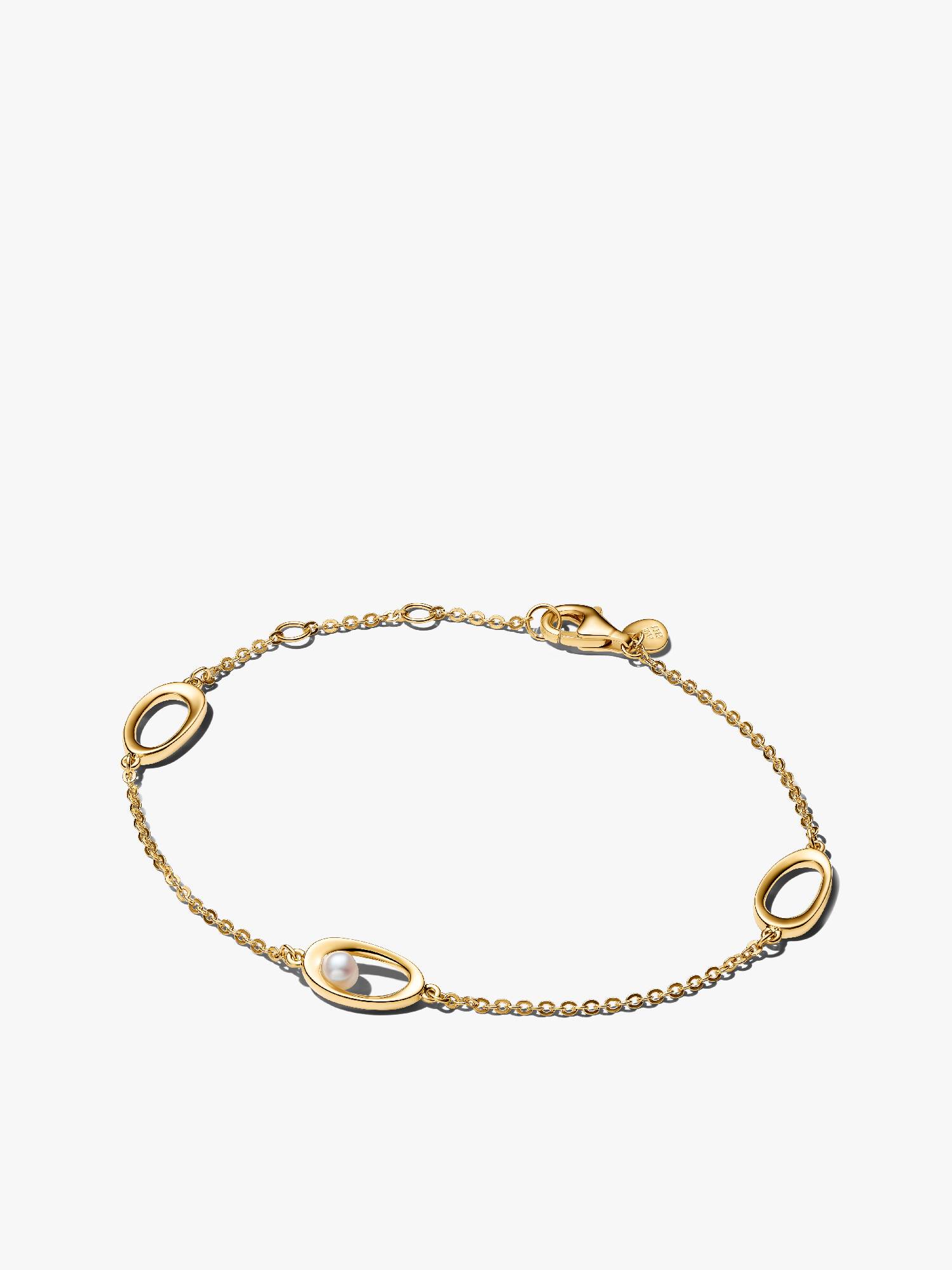 Organisch Geformte Ovale und Behandelte Süßwasserzuchtperle Armband