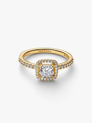 Funkelnder Quadratischer Strahlenkranz Ring