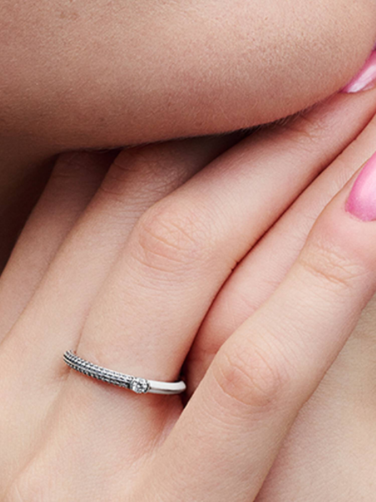 Pandora ME Pavé & Weißer Doppelring
